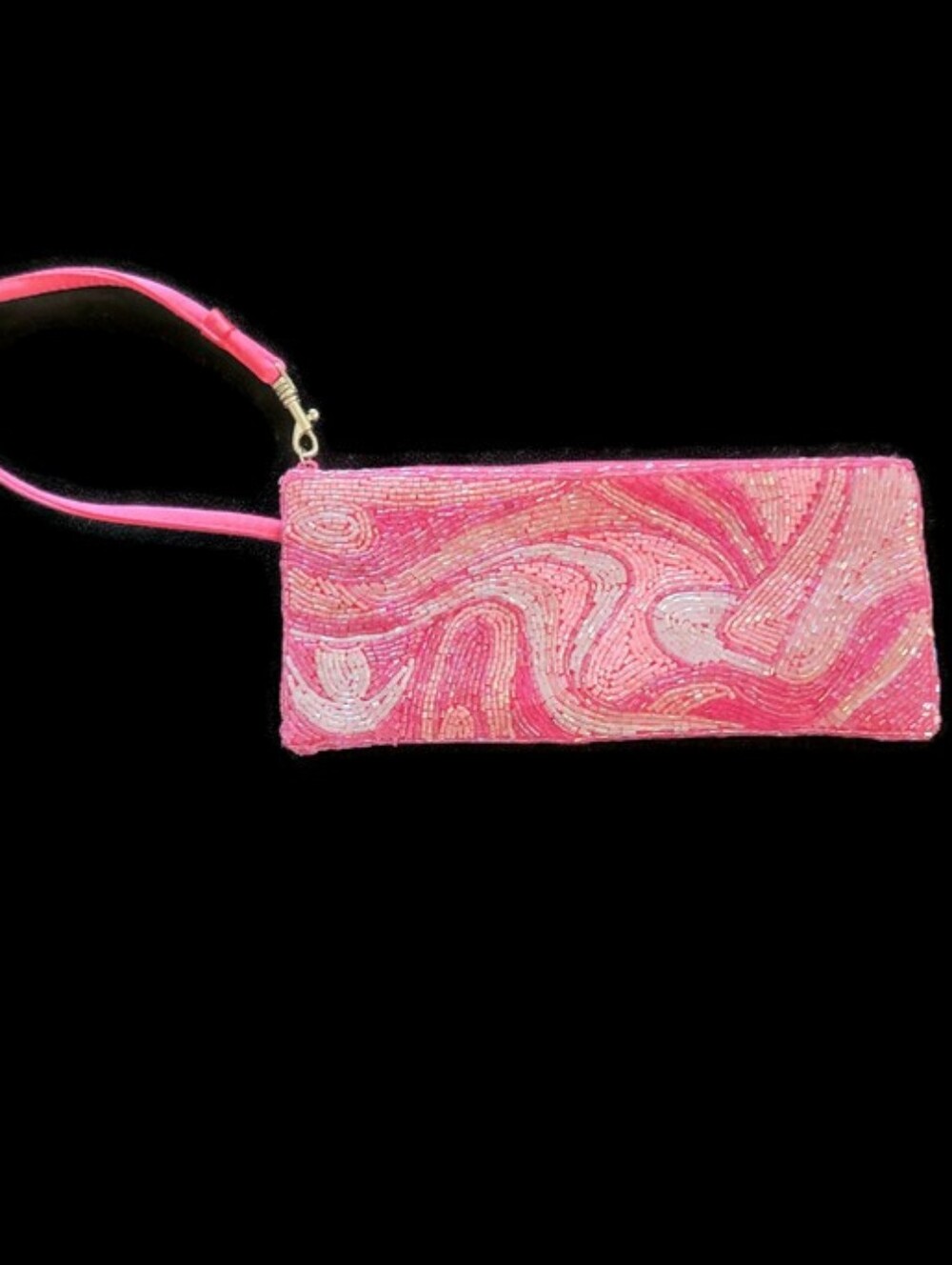 Beaded Pink Wristlet Clutch